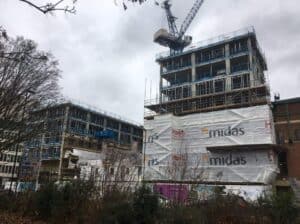 building half under wrap