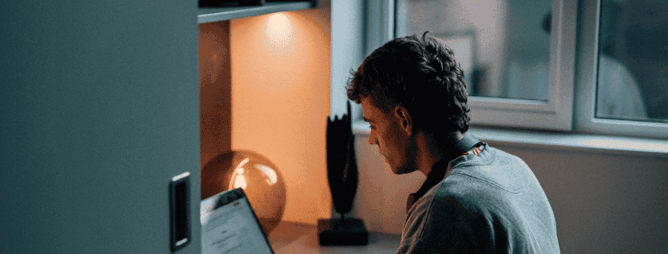 student working at desk